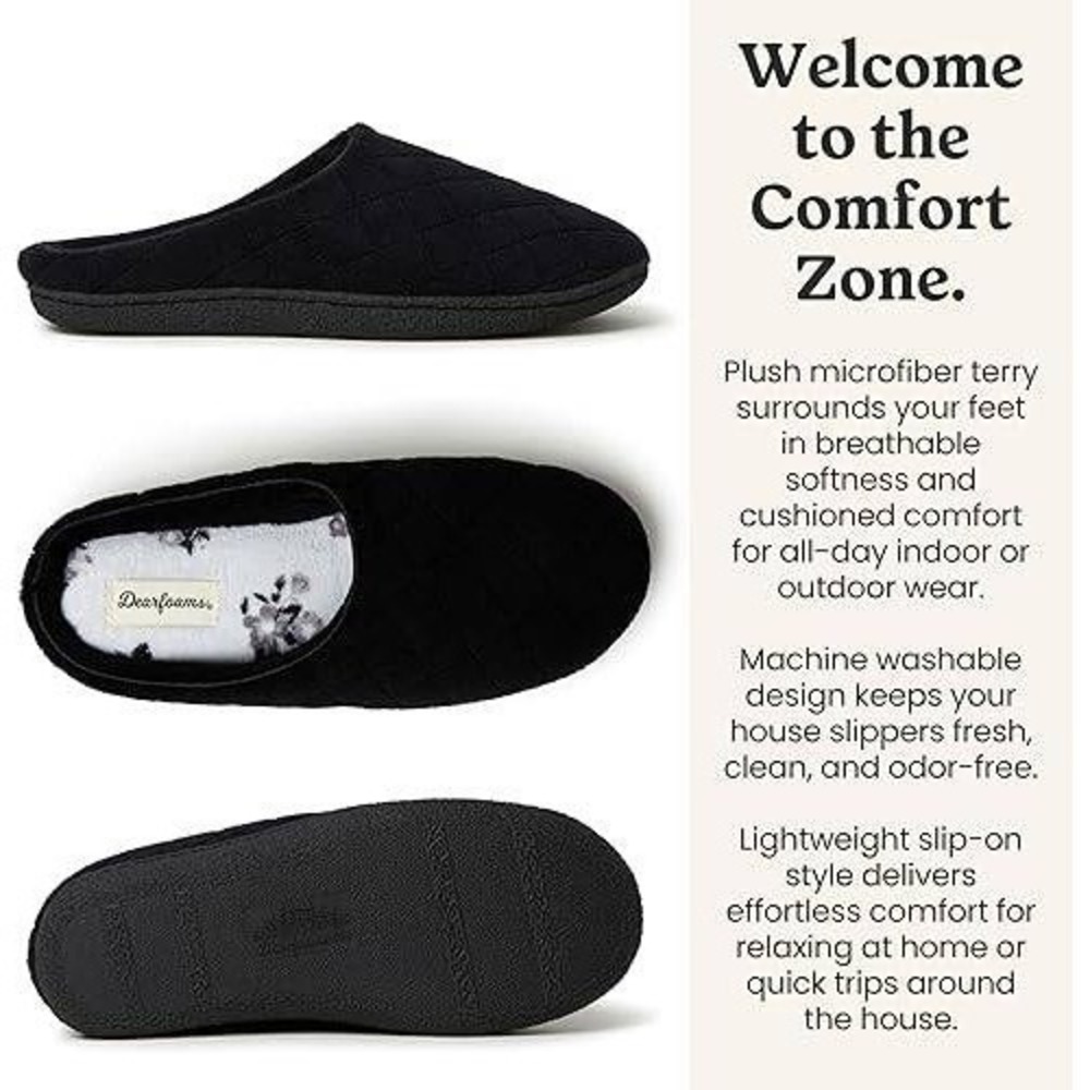 Dearfoams Women Leslie Clog Slippers Black Multi Size S 5/6 New With Tags - Picture 2 of 5